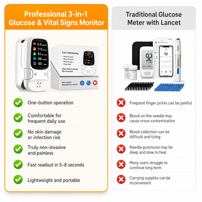 Smart Finger Health Monitor – Glucose Trend & Vital Signs Tracker